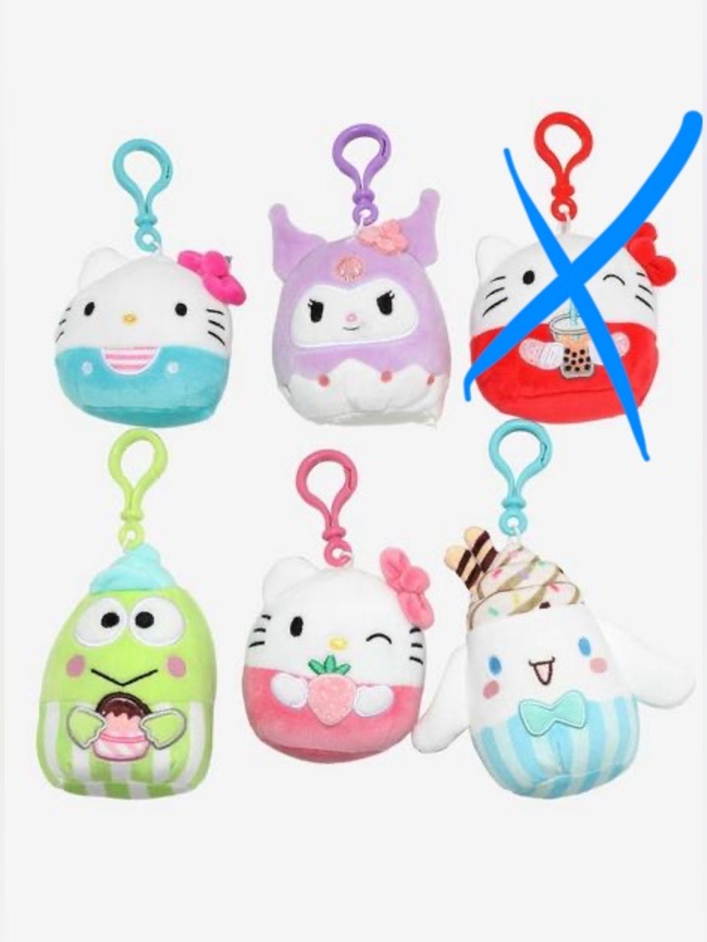 Sanrio Hello Kitty & Friends 🩵🩷💜💚Squishmallows Plush Keychain